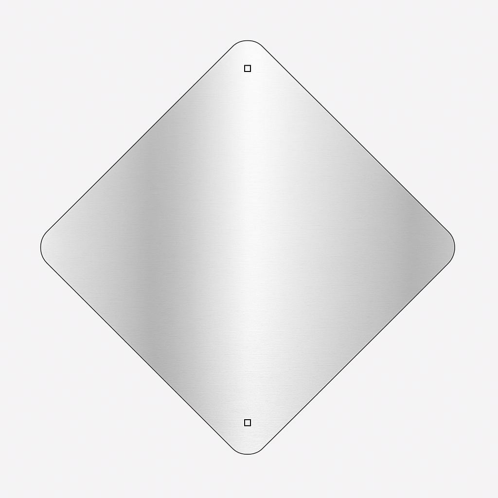 Diamond Aluminium Road Sign Blank – 1.6 mm, Radius Corners, AS Certified